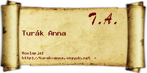 Turák Anna névjegykártya